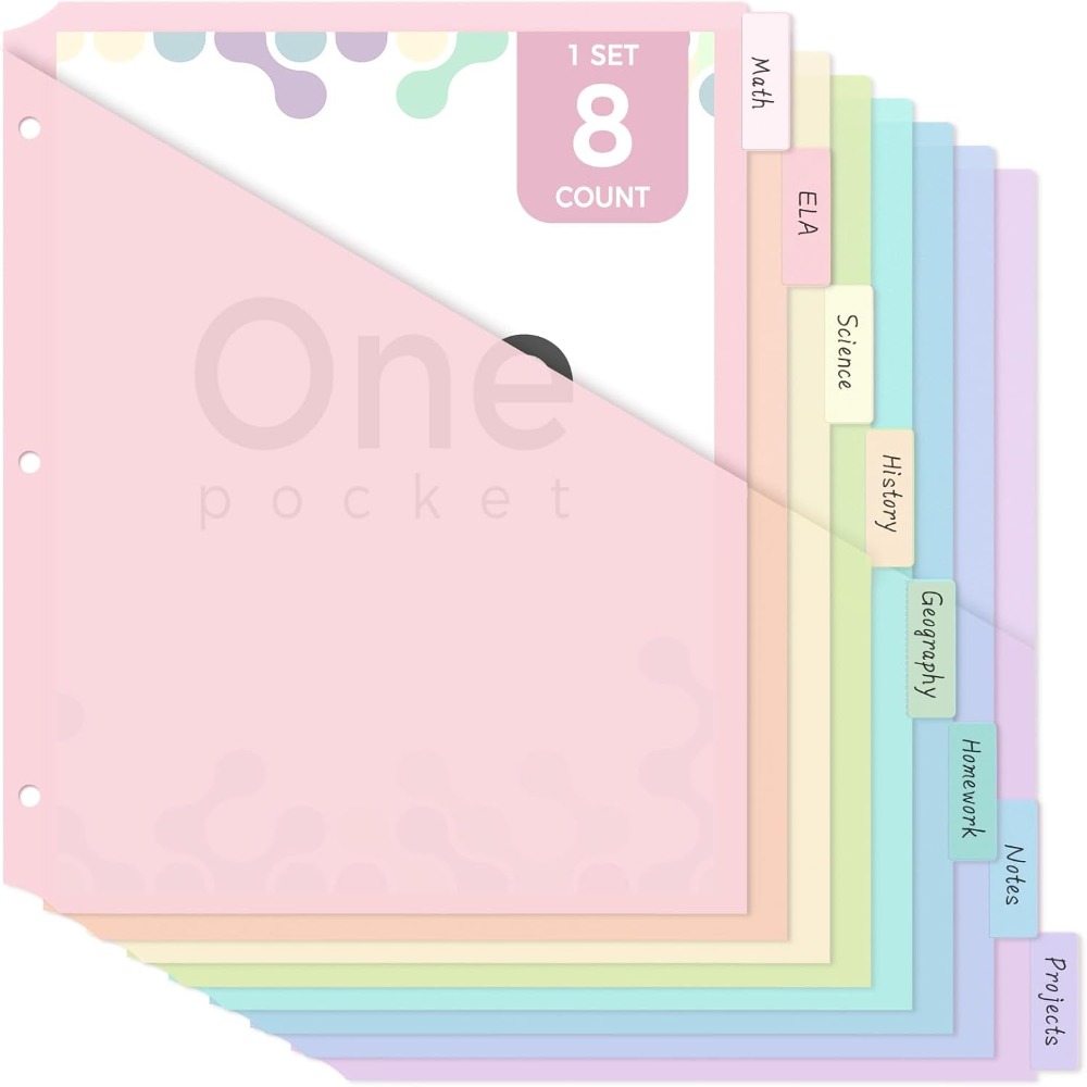 A4 파스텔 색상 바인더 디바이더 8개, 3링 바인더  - Tab Divider A4 리뷰 및 가격